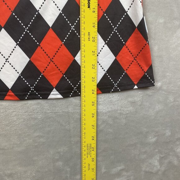 Soneven Long Sleeve Argyle Print Collared Shirt Small 88% Polyester 12% Elastane - Picture 7 of 8